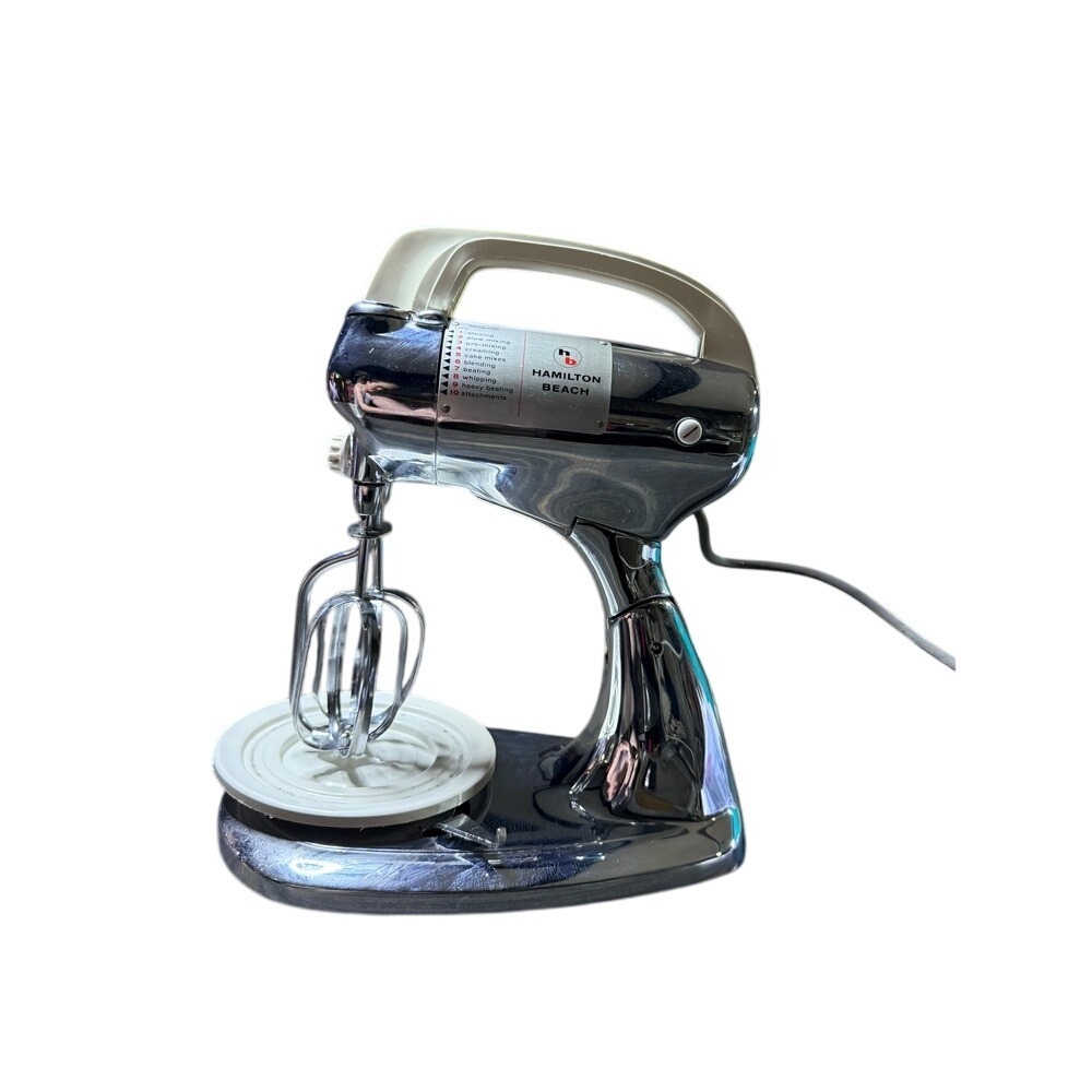 Working! Hamilton Beach Stand Mixer Vintage Chrome Bowl Tilt‎ Kitchen Appliance